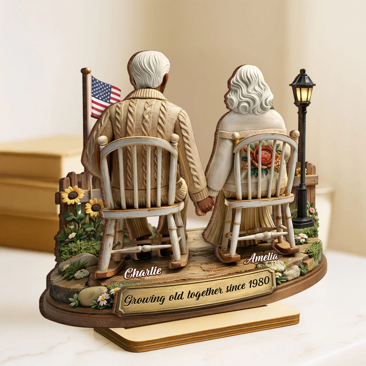 3D Effect Couple Sitting Together - Personalized 2-Layered Wooden Plaque - Heartfelt Valentine's Day Gift for Him, for Her - Image 6