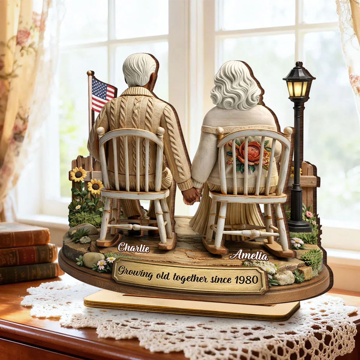 3D Effect Couple Sitting Together - Personalized 2-Layered Wooden Plaque - Heartfelt Valentine's Day Gift for Him, for Her - Image 7