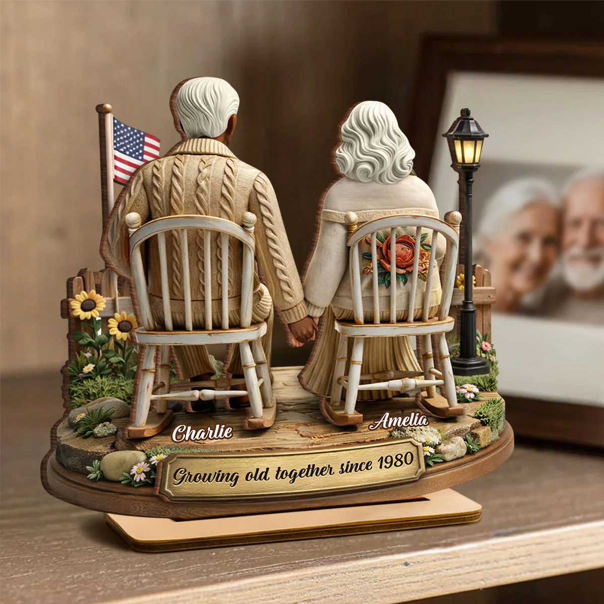 3D Effect Couple Sitting Together - Personalized 2-Layered Wooden Plaque - Heartfelt Valentine's Day Gift for Him, for Her - Image 8