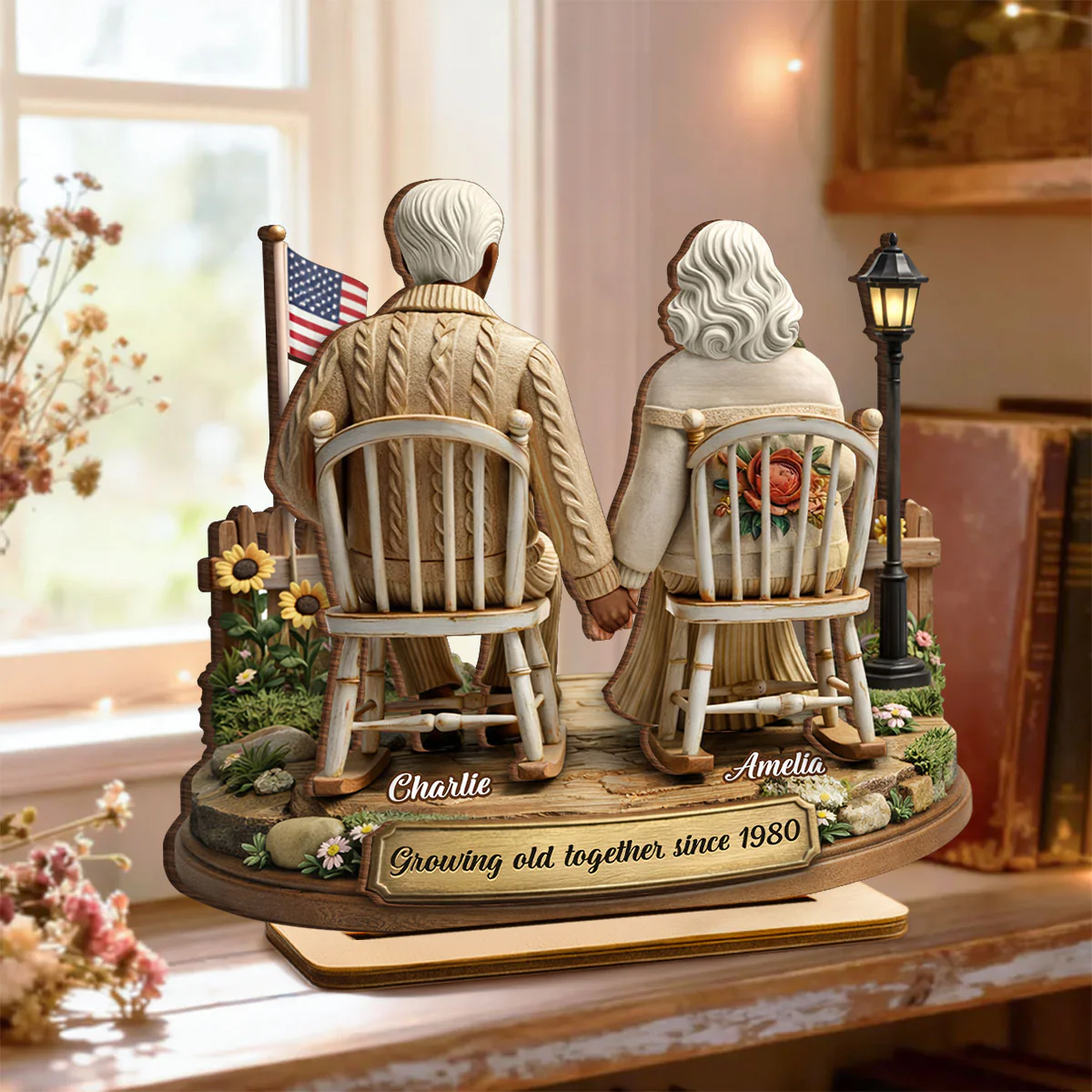 3D Effect Couple Sitting Together - Personalized 2-Layered Wooden Plaque - Heartfelt Valentine's Day Gift for Him, for Her - Image 9