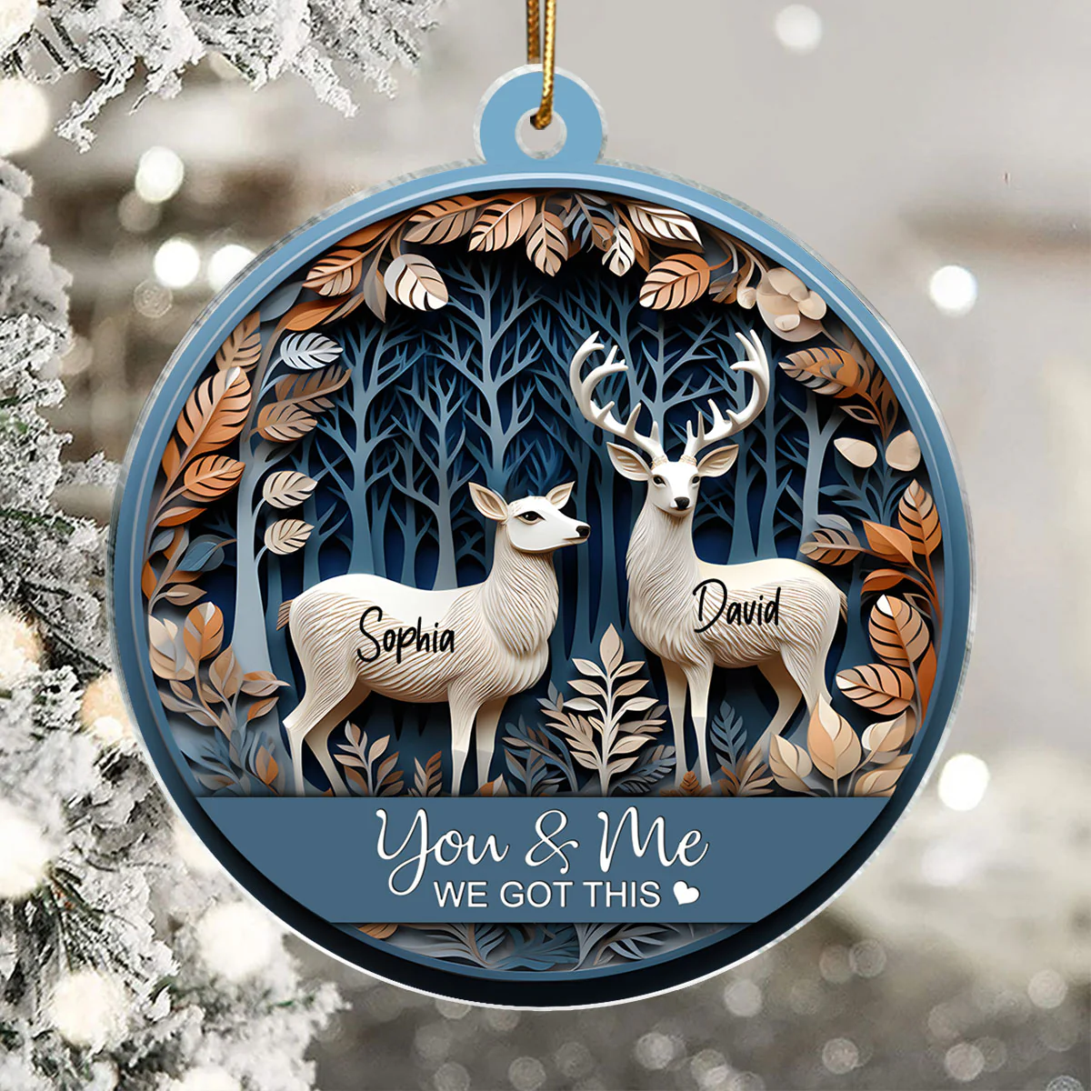 3D Effect Couple You & Me We Got This Deers Personalized Acrylic Ornament