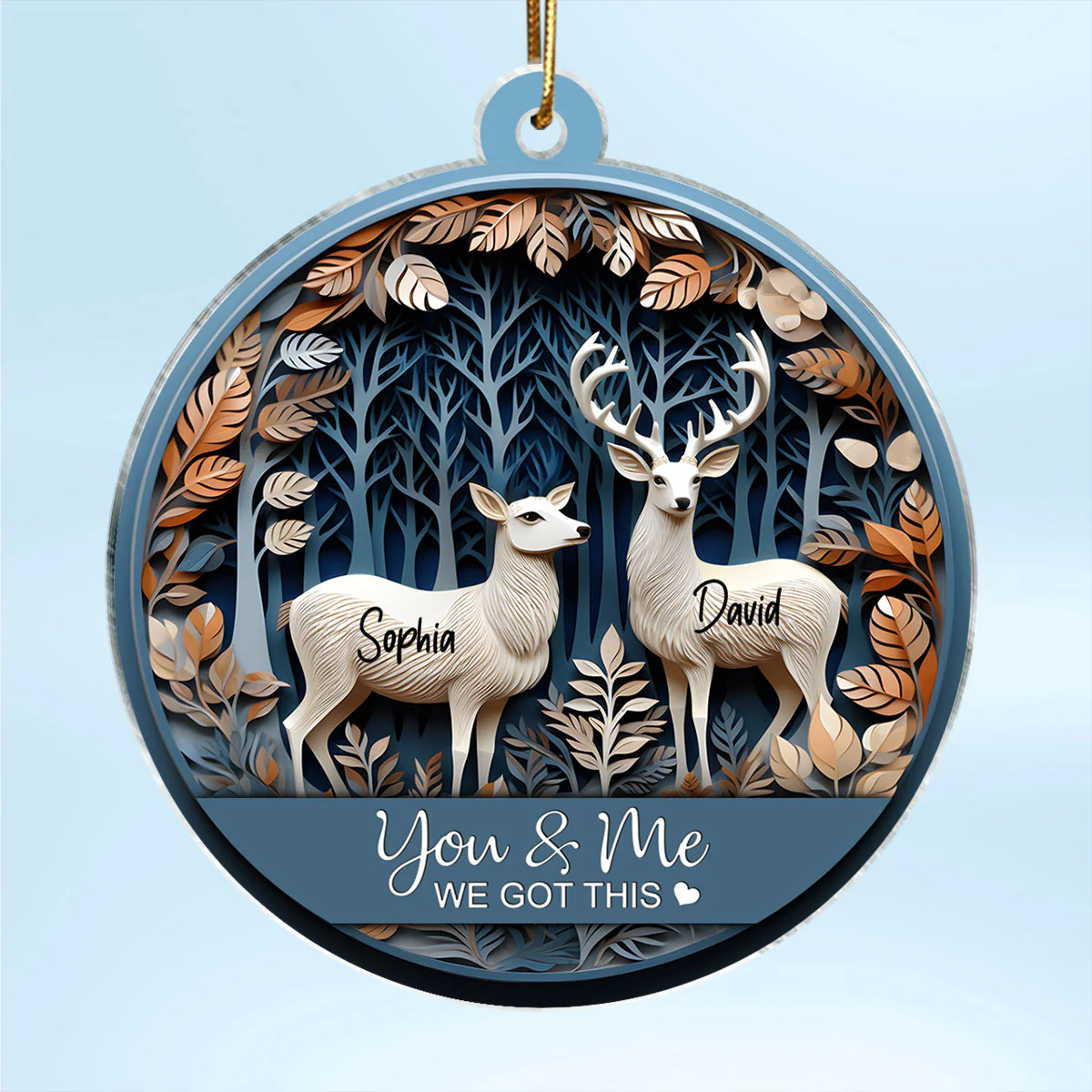 3D Effect Couple You & Me We Got This Deers Personalized Acrylic Ornament - Image 2
