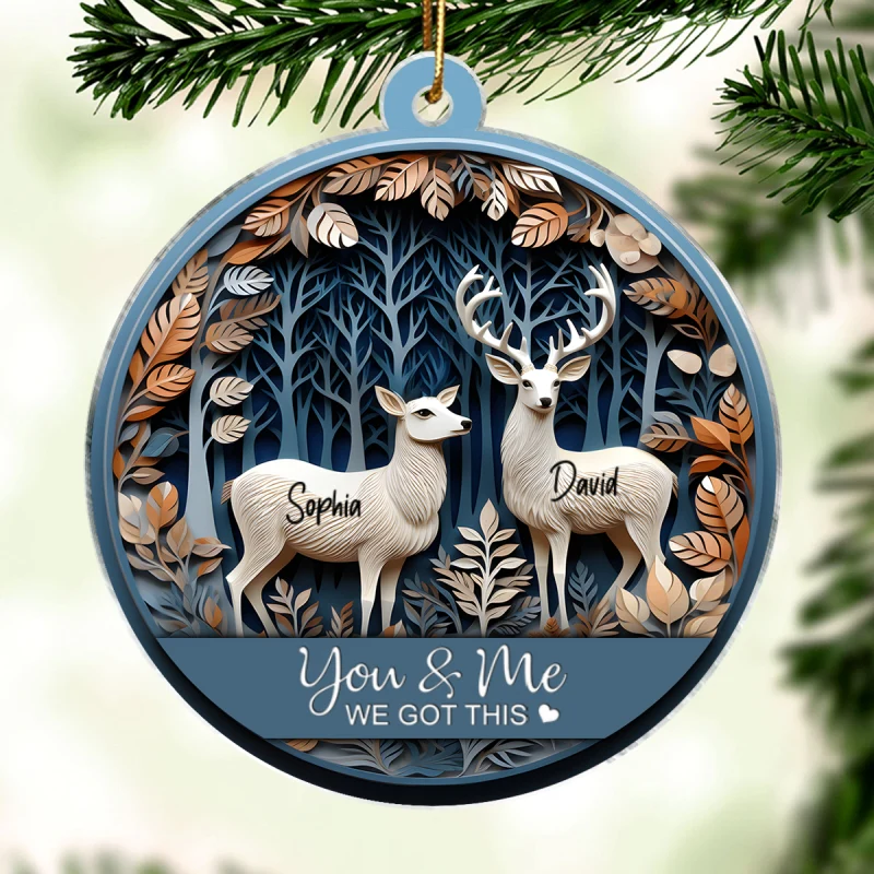 3D Effect Couple You & Me We Got This Deers Personalized Acrylic Ornament - Image 8