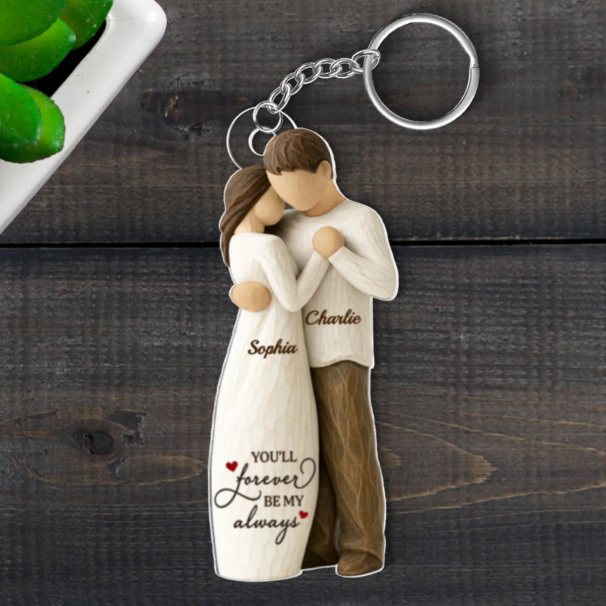3D Effect Couple You Will Forever Be My Always - Personalized Acrylic Keychain - Gift For Him, Gift For Her - Image 11