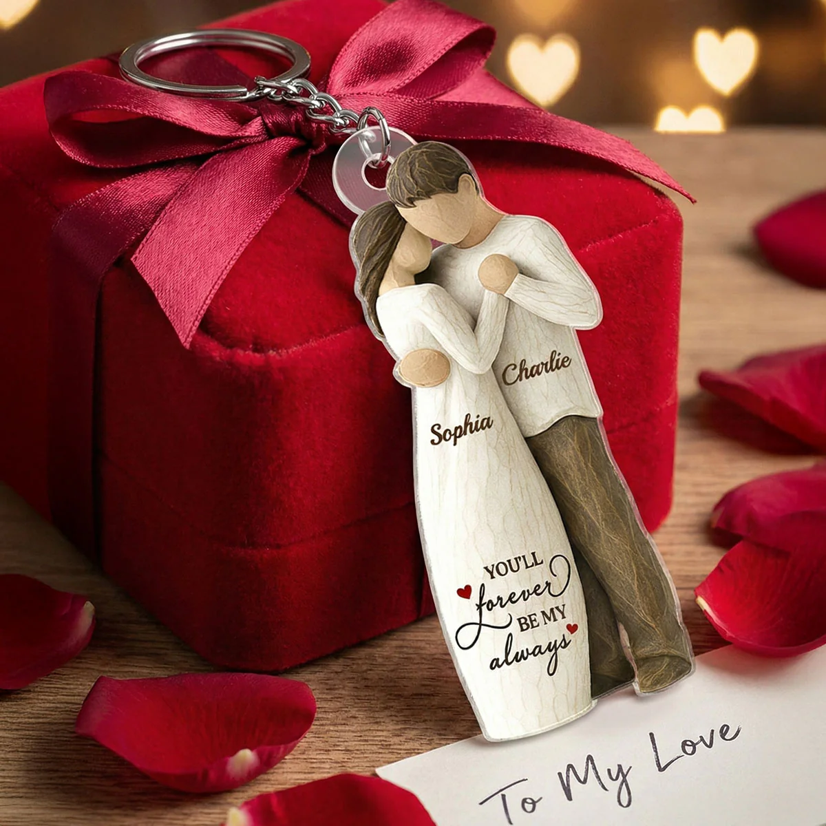3D Effect Couple You Will Forever Be My Always - Personalized Acrylic Keychain - Gift For Him, Gift For Her - Image 5