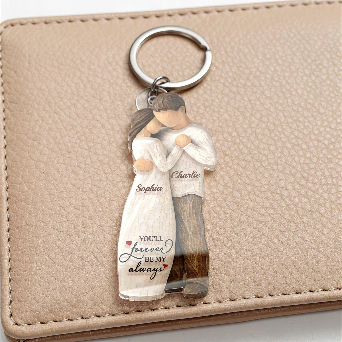 3D Effect Couple You Will Forever Be My Always - Personalized Acrylic Keychain - Gift For Him, Gift For Her - Image 8