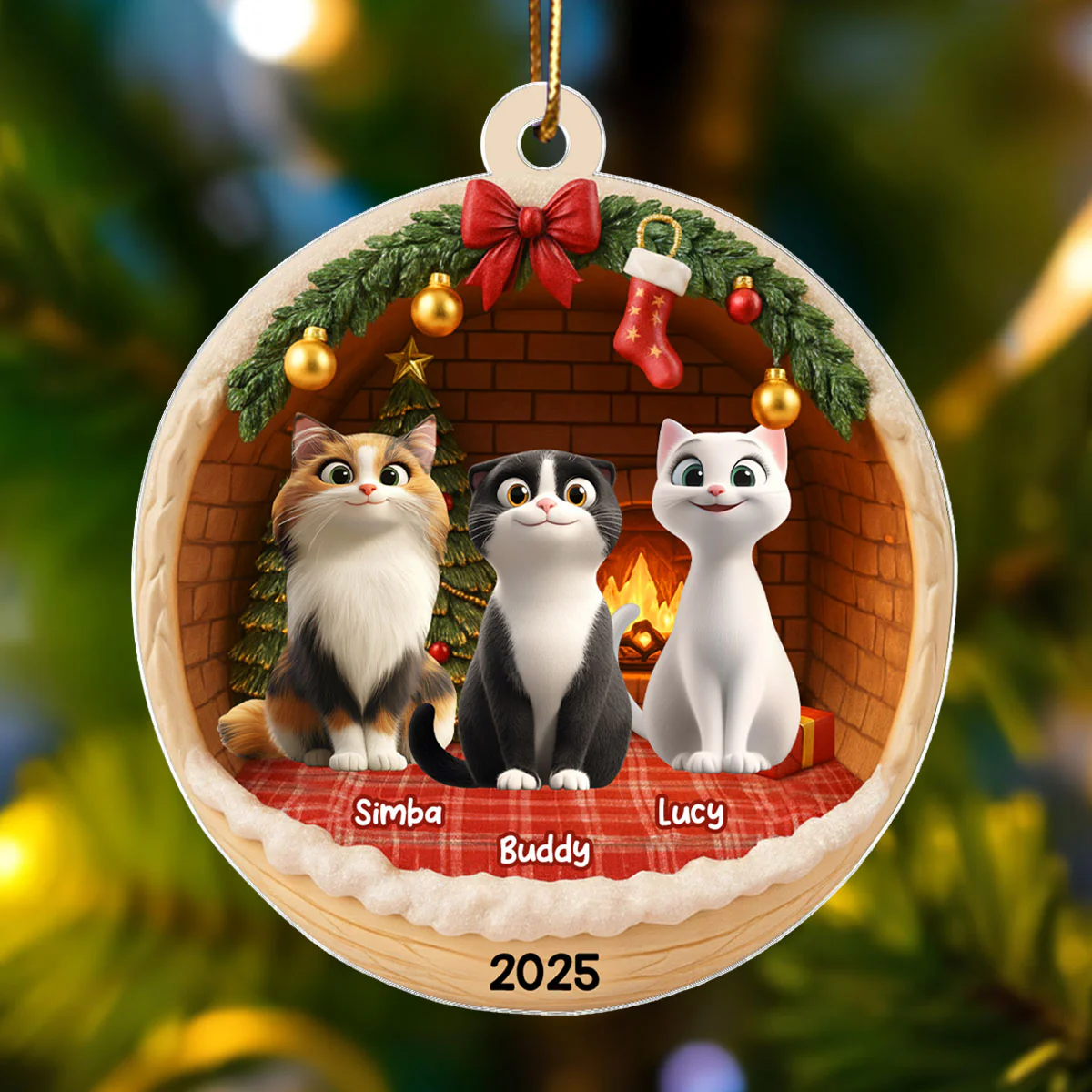 3D Effect Cozy Cat - Personalized Acrylic Ornament - Christmas Gift for Cat Lovers - Image 5