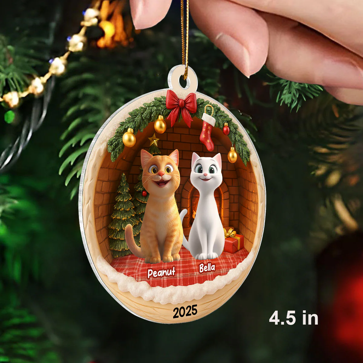 3D Effect Cozy Cat - Personalized Acrylic Ornament - Christmas Gift for Cat Lovers - Image 6