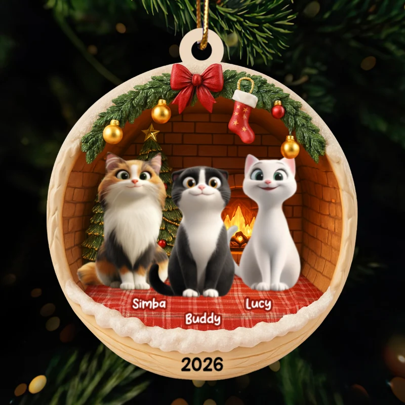 3D Effect Cozy Cat - Personalized Acrylic Ornament - Christmas Gift for Cat Lovers - Image 8