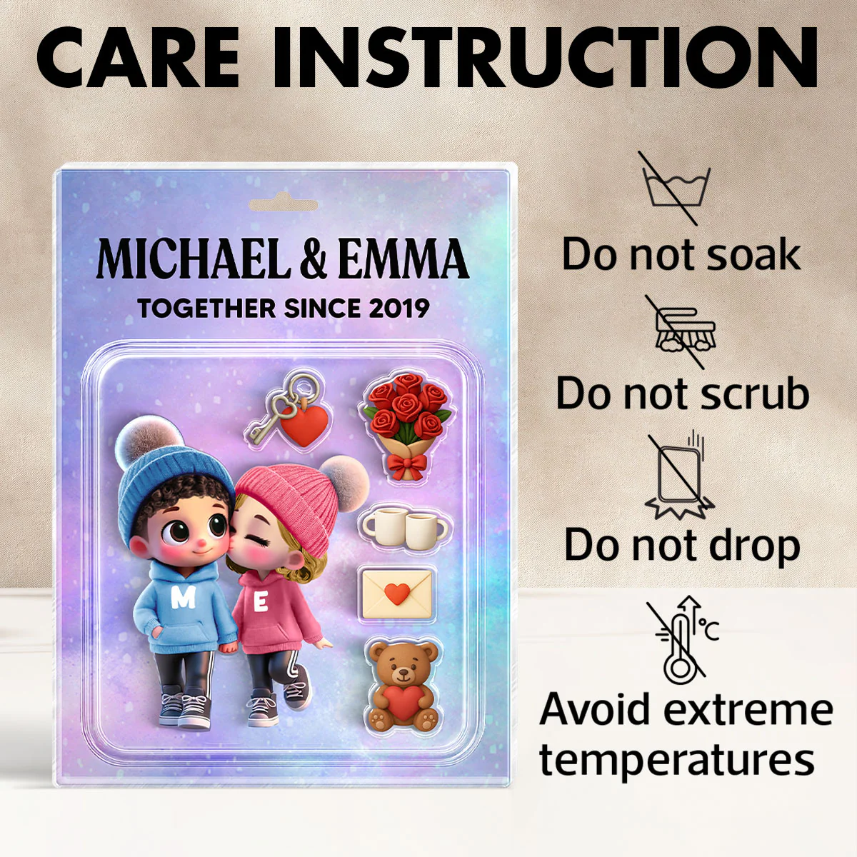 3D Effect Cute Cartoon Couple Custom Figure Personalized Acrylic Block Plaque - Image 11