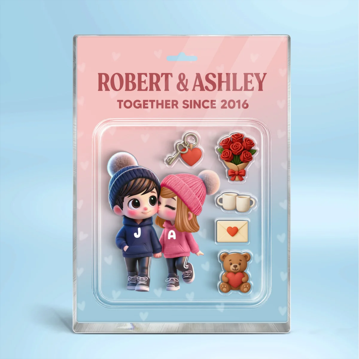 3D Effect Cute Cartoon Couple Custom Figure Personalized Acrylic Block Plaque - Image 12