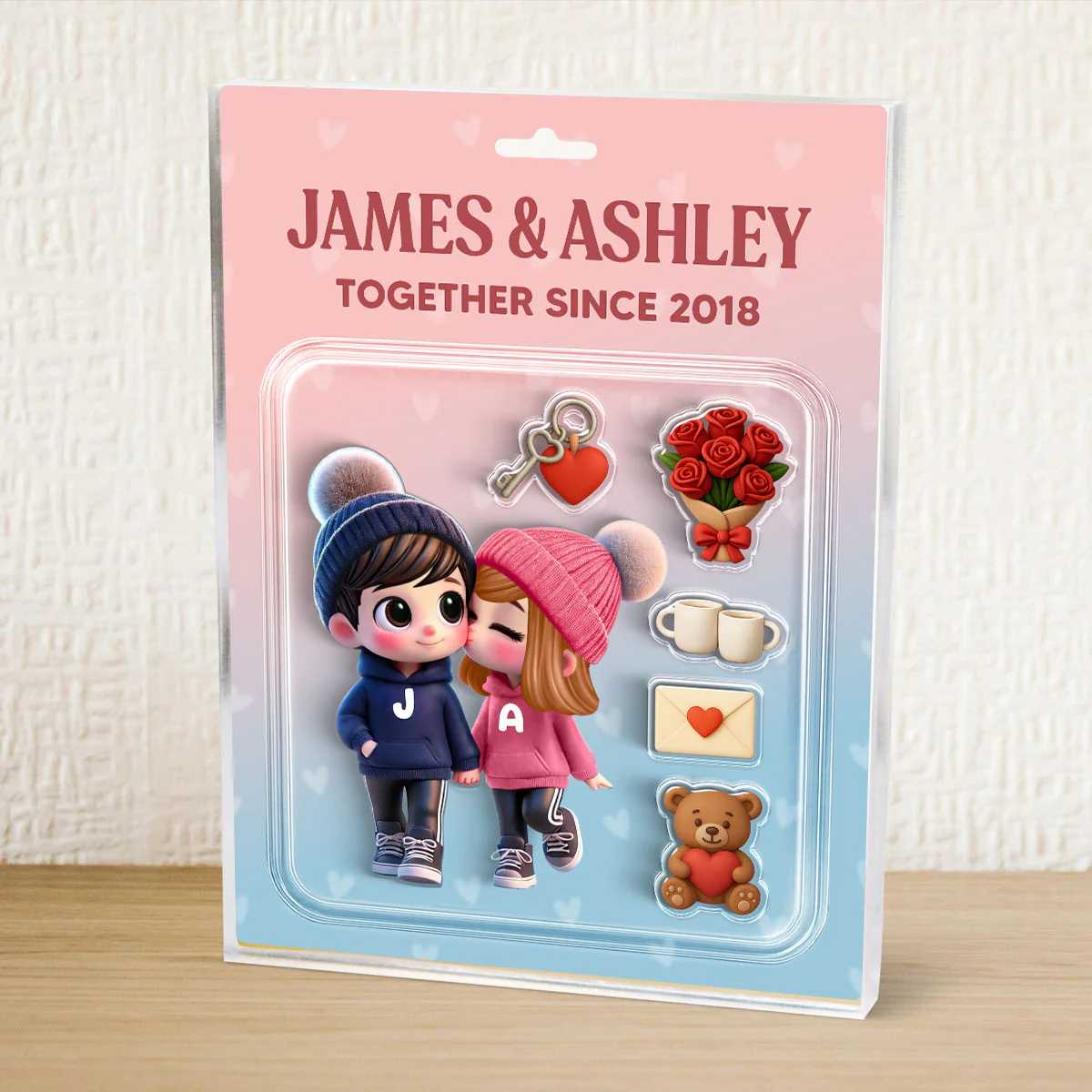 3D Effect Cute Cartoon Couple Custom Figure Personalized Acrylic Block Plaque - Image 8