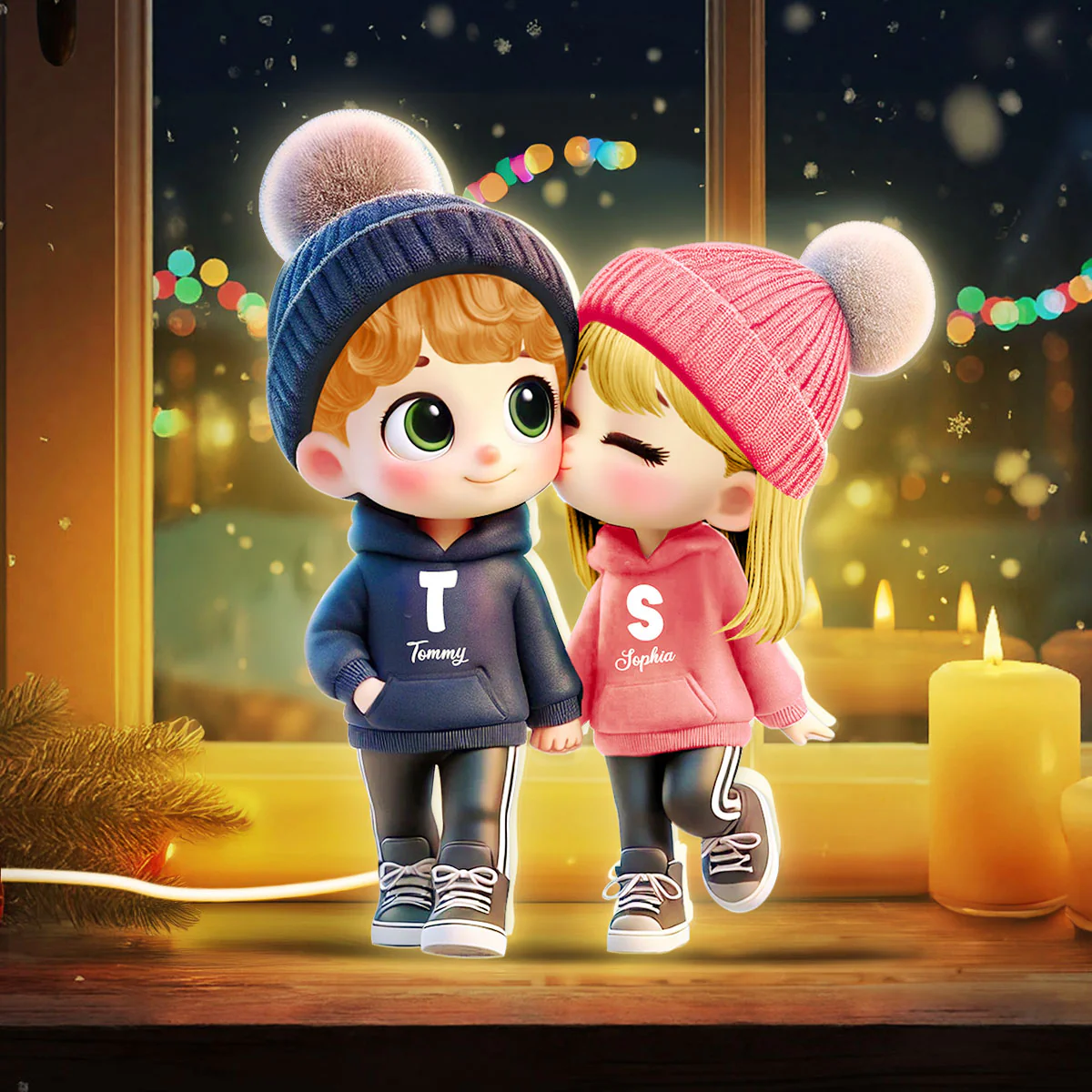 3D Effect Cute Cartoon Couple Walking - Personalized Light Box - Gift for Him, Gift for Her - Image 5