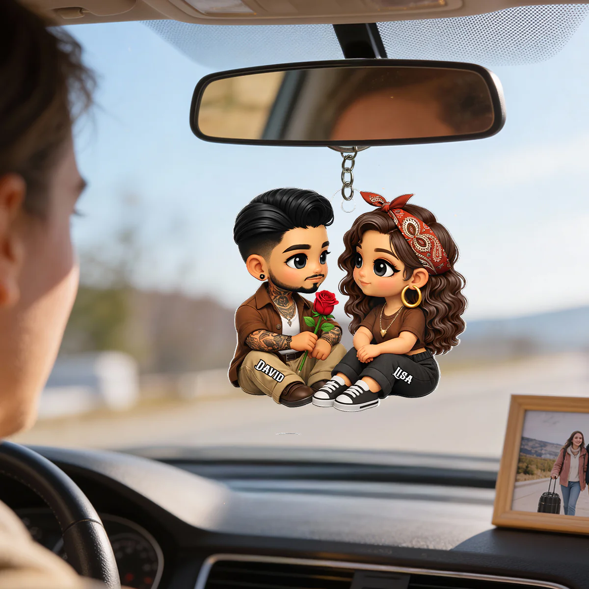 3D Effect Cute Couple A Rose For You - Personalized Acrylic Car Hanger - Valentine's Gift For Him, For Her, For Couple - Image 10