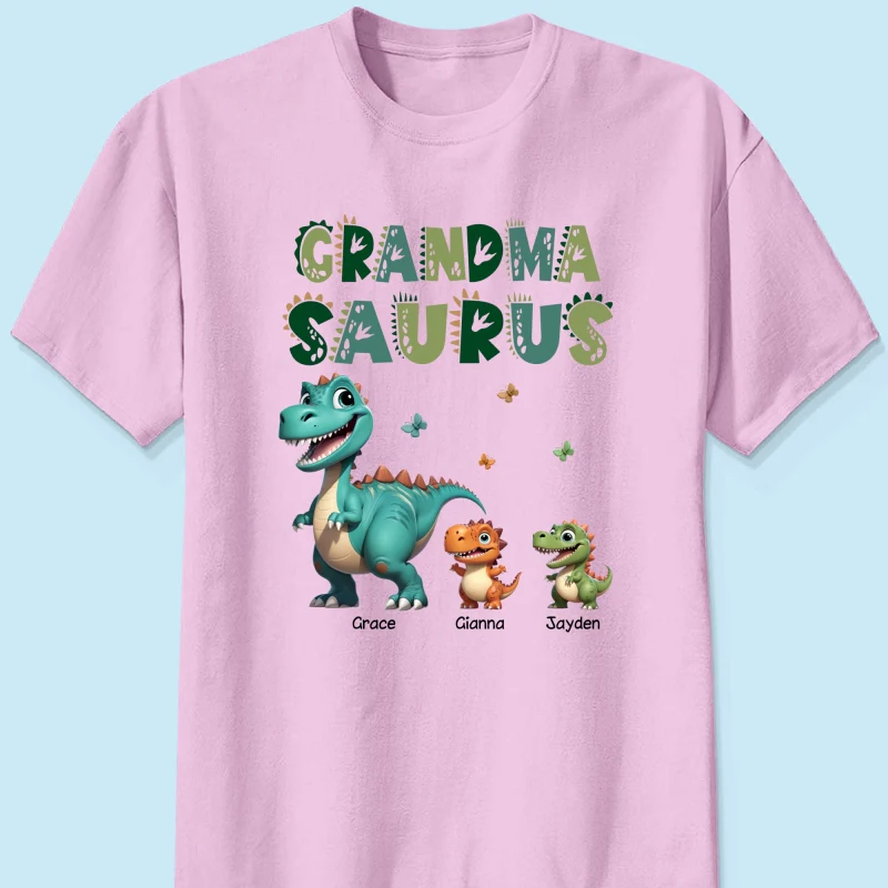 3D Effect Cute Dinosaurs Grandmasaurus Mamasaurus Personalized Shirt| Appreciation Gift, Birthday Gift For Mom, Grandma - Image 15