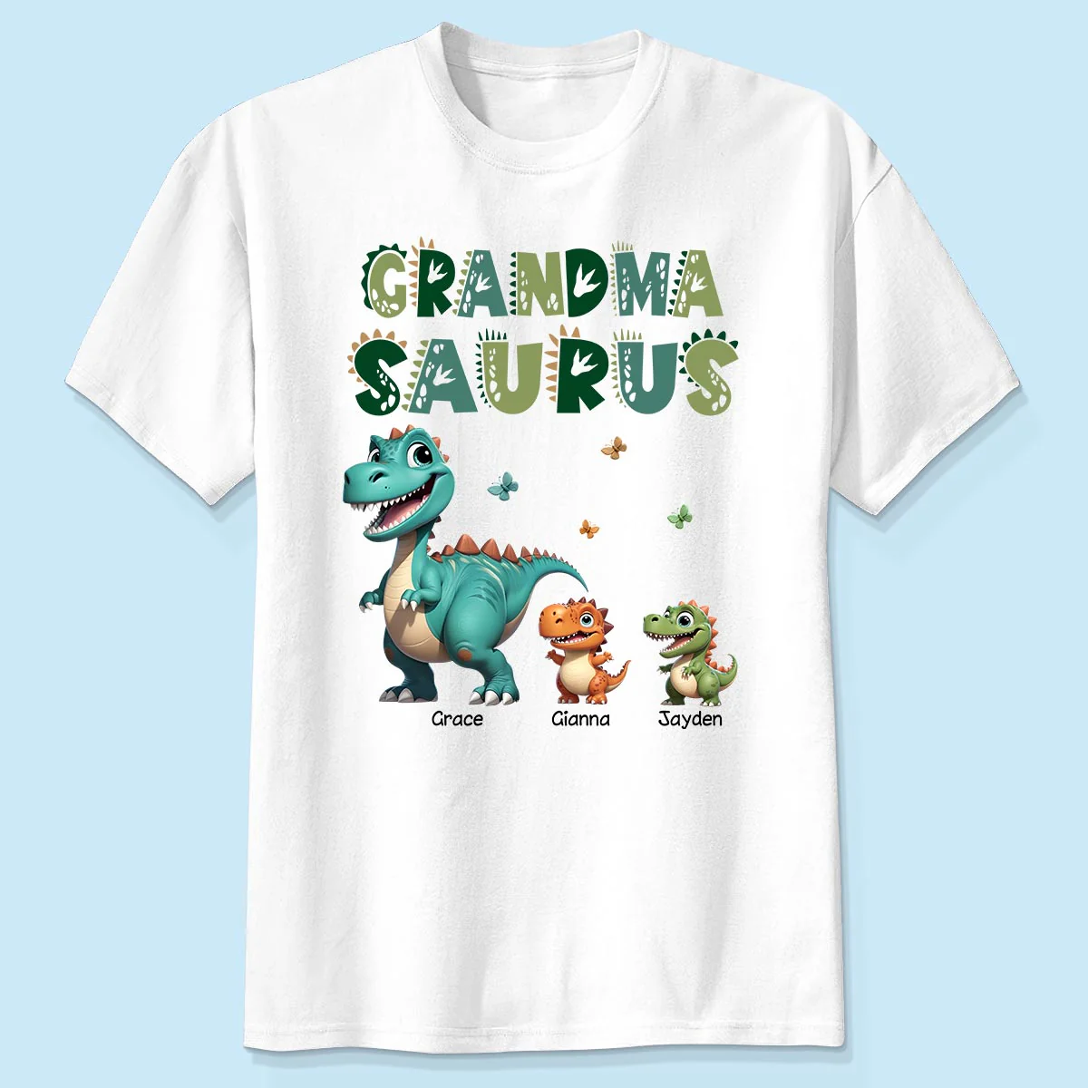 3D Effect Cute Dinosaurs Grandmasaurus Mamasaurus Personalized Shirt| Appreciation Gift, Birthday Gift For Mom, Grandma - Image 2