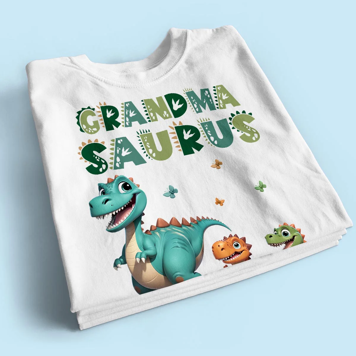 3D Effect Cute Dinosaurs Grandmasaurus Mamasaurus Personalized Shirt| Appreciation Gift, Birthday Gift For Mom, Grandma - Image 3