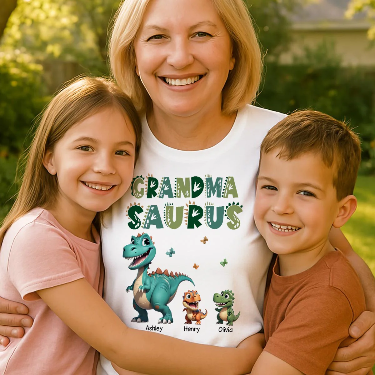 3D Effect Cute Dinosaurs Grandmasaurus Mamasaurus Personalized Shirt| Appreciation Gift, Birthday Gift For Mom, Grandma - Image 7