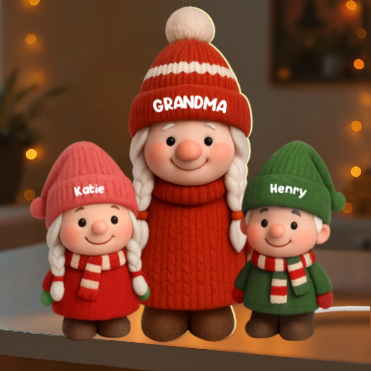 3D Effect Cute Gnome Grandma And Grandkids - Personalized Light Box - Gift For Grandmas - Image 10