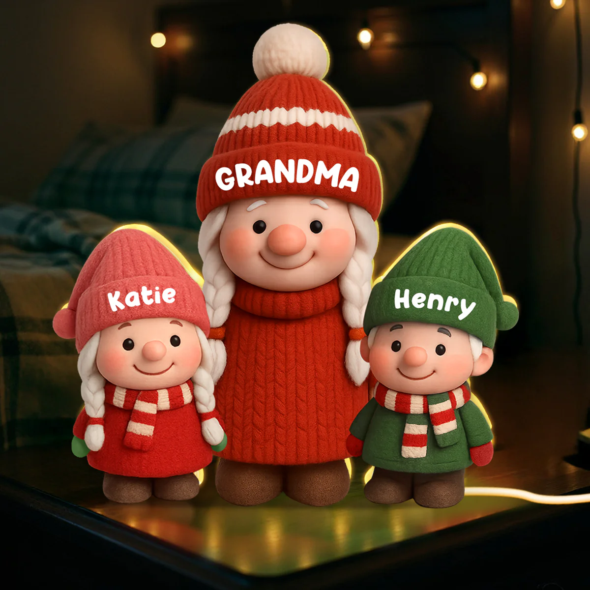 3D Effect Cute Gnome Grandma And Grandkids - Personalized Light Box - Gift For Grandmas - Image 8