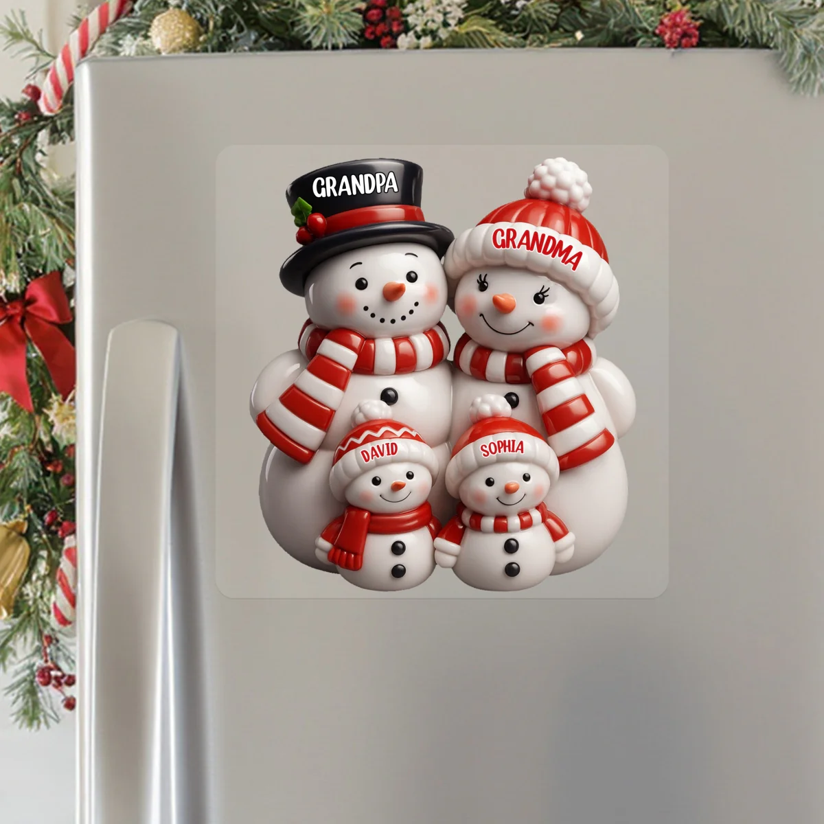 3D Effect Cute Snowman Family Christmas Decor Personalized Decal - Image 11