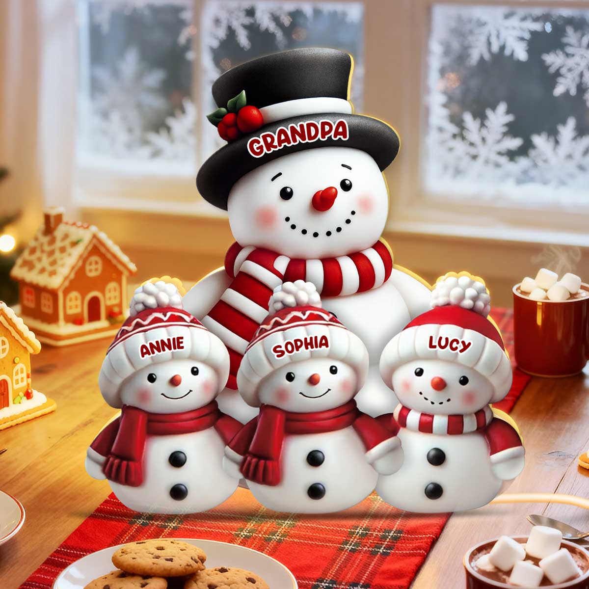 3D Effect Cute Snowman - Personalized Light Box - Christmas Decor For Family, Grandma, Grandpa - Image 8