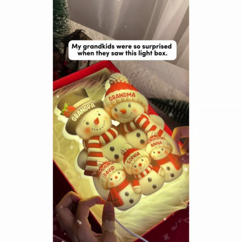 3D Effect Cute Snowman - Personalized Light Box - Christmas Decor For Family, Grandma, Grandpa - Image 2