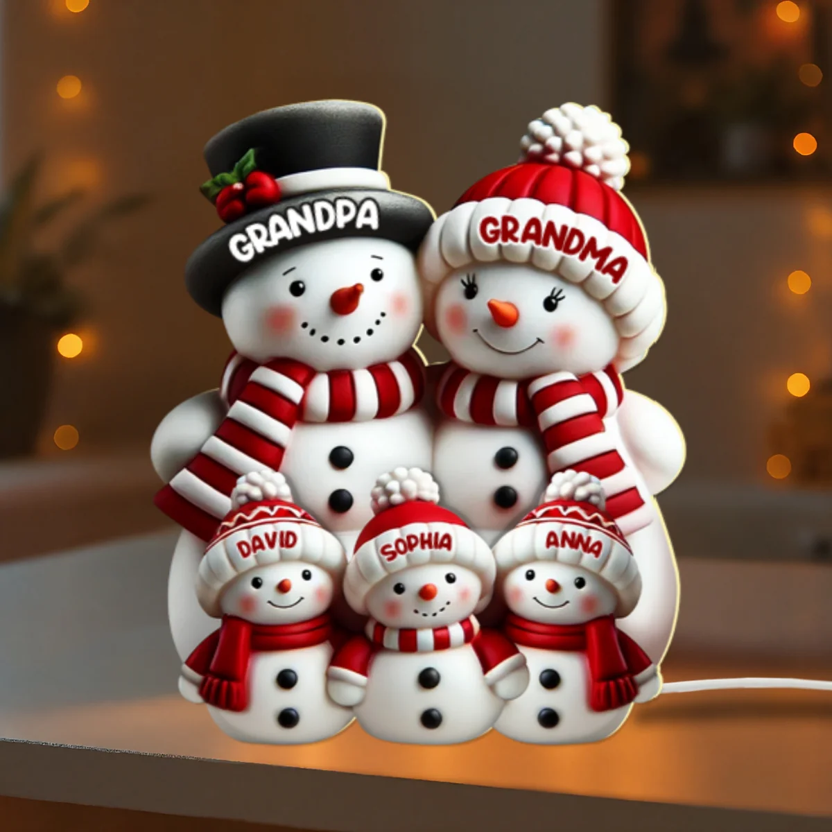 3D Effect Cute Snowman - Personalized Light Box - Christmas Decor For Family, Grandma, Grandpa - Image 11