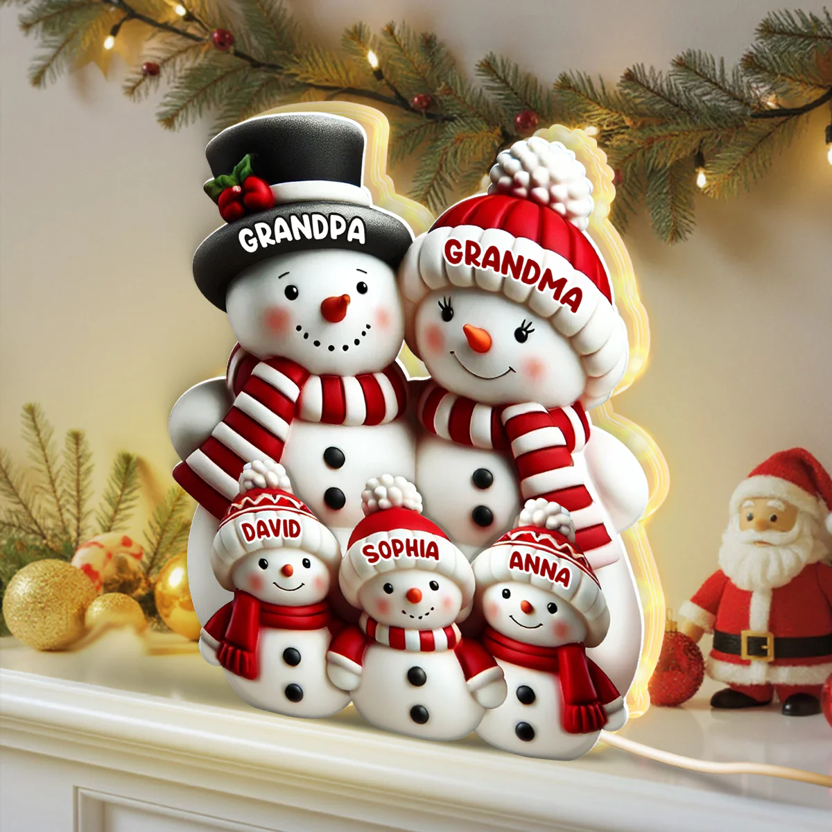 3D Effect Cute Snowman - Personalized Light Box - Christmas Decor For Family, Grandma, Grandpa - Image 6