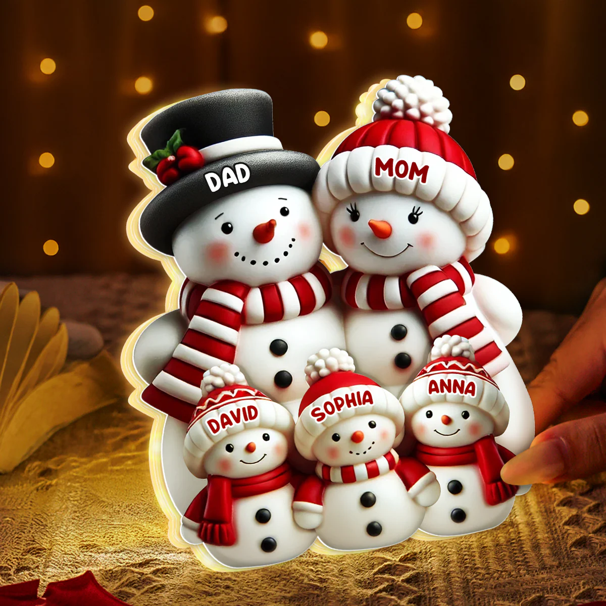 3D Effect Cute Snowman - Personalized Light Box - Christmas Decor For Family, Grandma, Grandpa - Image 7