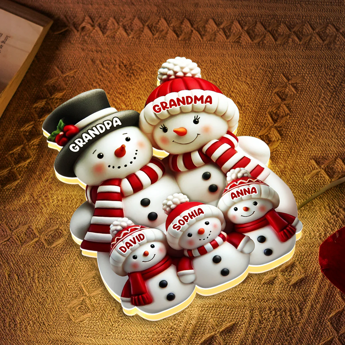 3D Effect Cute Snowman - Personalized Light Box - Christmas Decor For Family, Grandma, Grandpa - Image 8