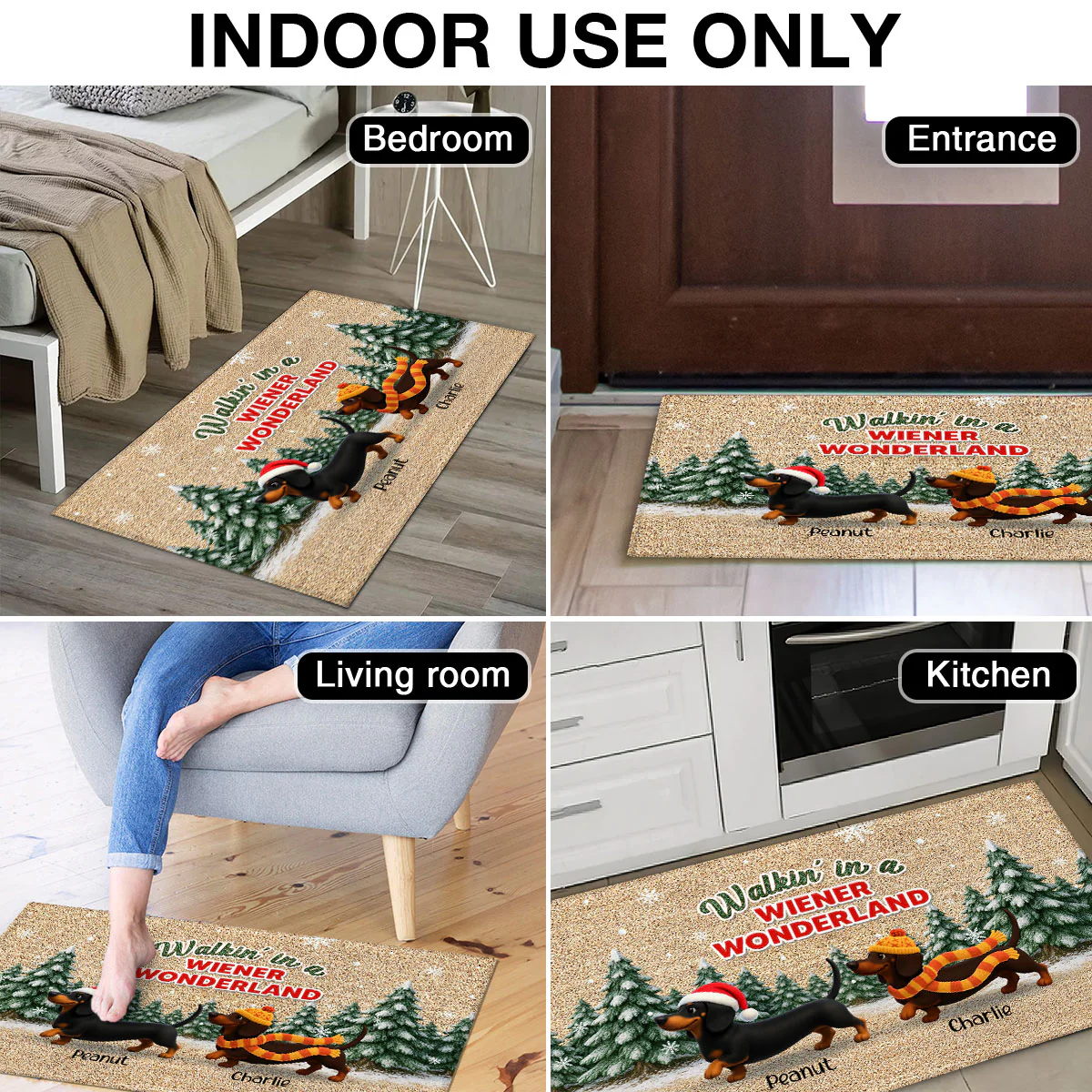 Dachshunds Walking In A Wiener Wonderland - Personalized Doormat - Unique Christmas Gift For Dachshunds Lovers - Image 5