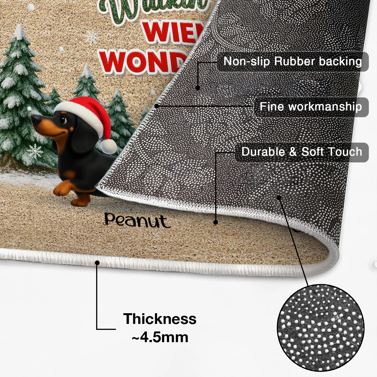 Dachshunds Walking In A Wiener Wonderland - Personalized Doormat - Unique Christmas Gift For Dachshunds Lovers - Image 6