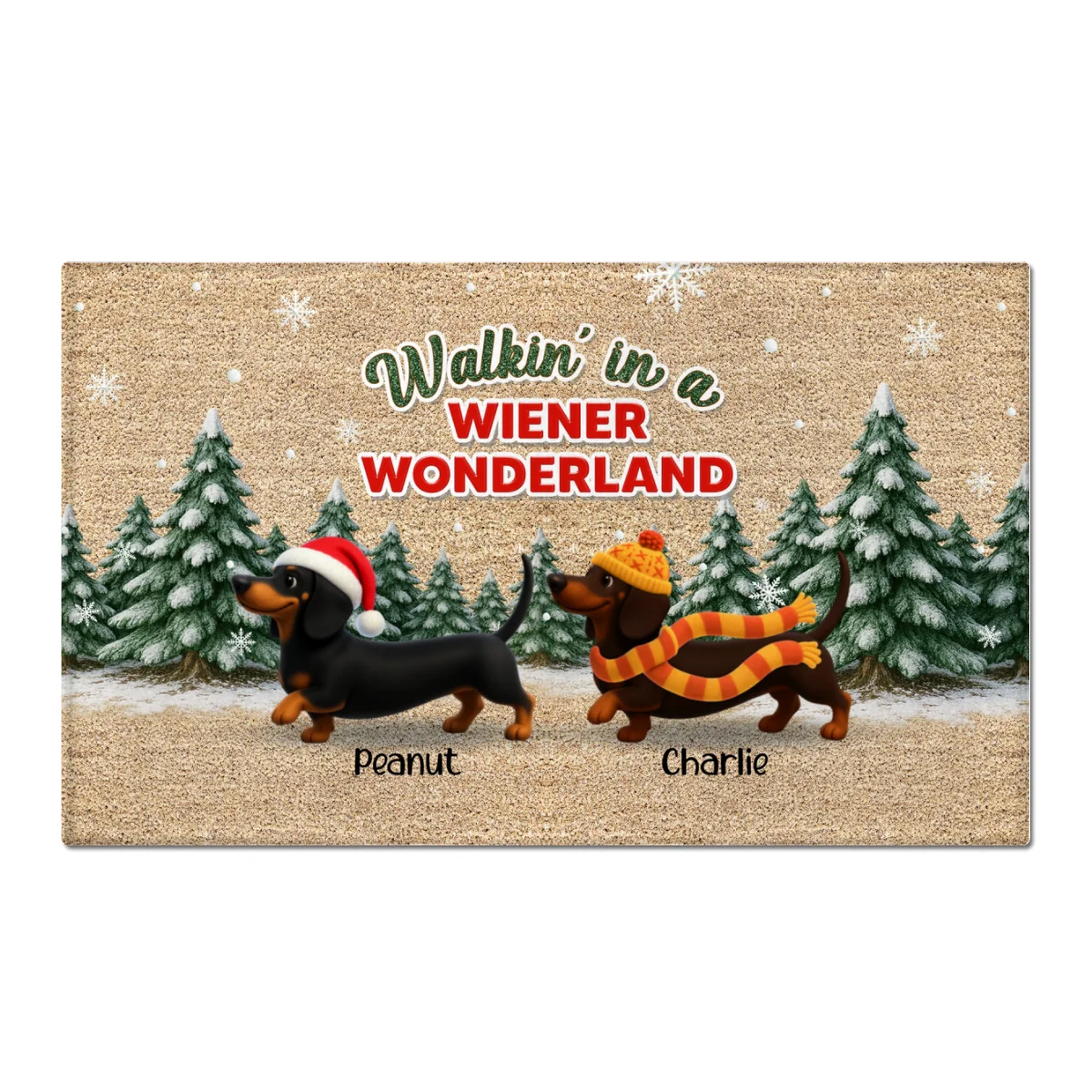 Dachshunds Walking In A Wiener Wonderland - Personalized Doormat - Unique Christmas Gift For Dachshunds Lovers - Image 7