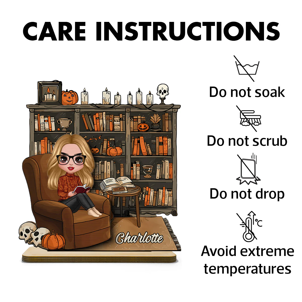 3D Effect Fall Season Girl Reading Book Personalized 2-Layer Standing Wooden Plaque, Gift For Book Lovers - Image 6