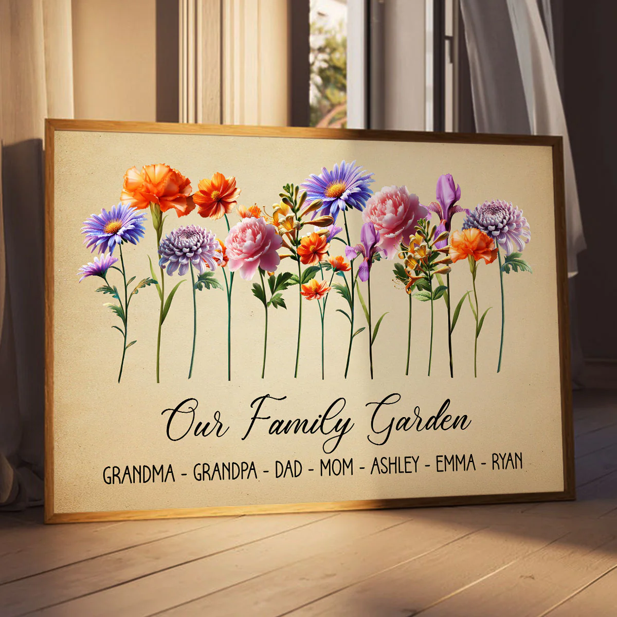 3D Effect Family Members Birth Month Flowers Personalized Poster, Gift For Mom, Grandma - Image 2