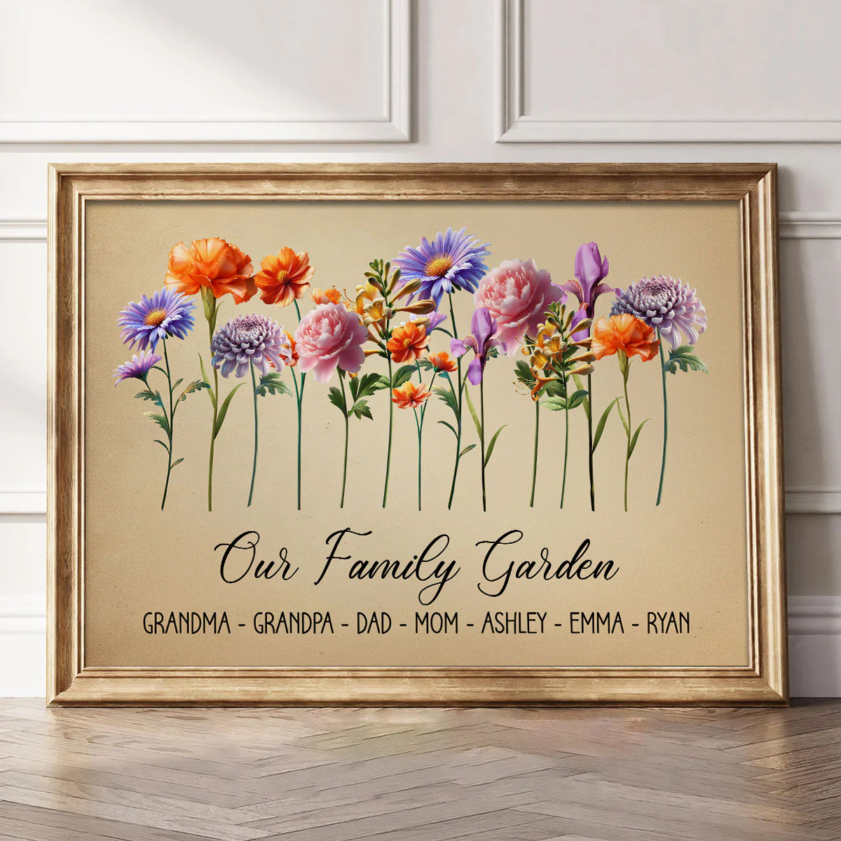 3D Effect Family Members Birth Month Flowers Personalized Poster, Gift For Mom, Grandma - Image 6