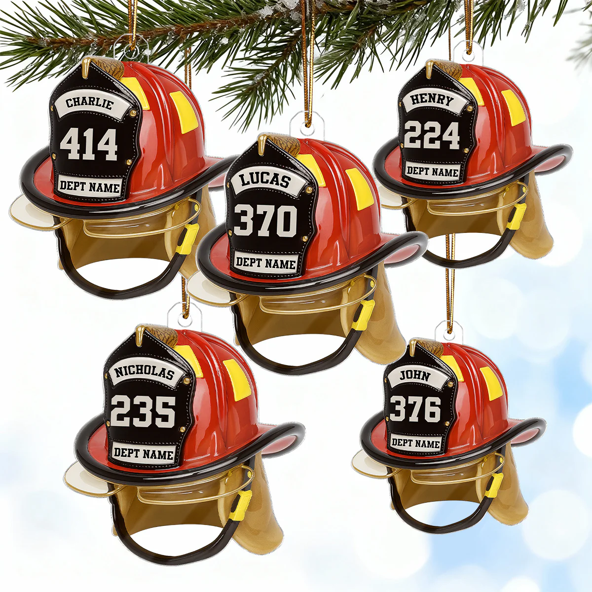 3D Effect Firefighter Helmet - Personalized Acrylic Ornament- Gift For Firefighter - Image 7