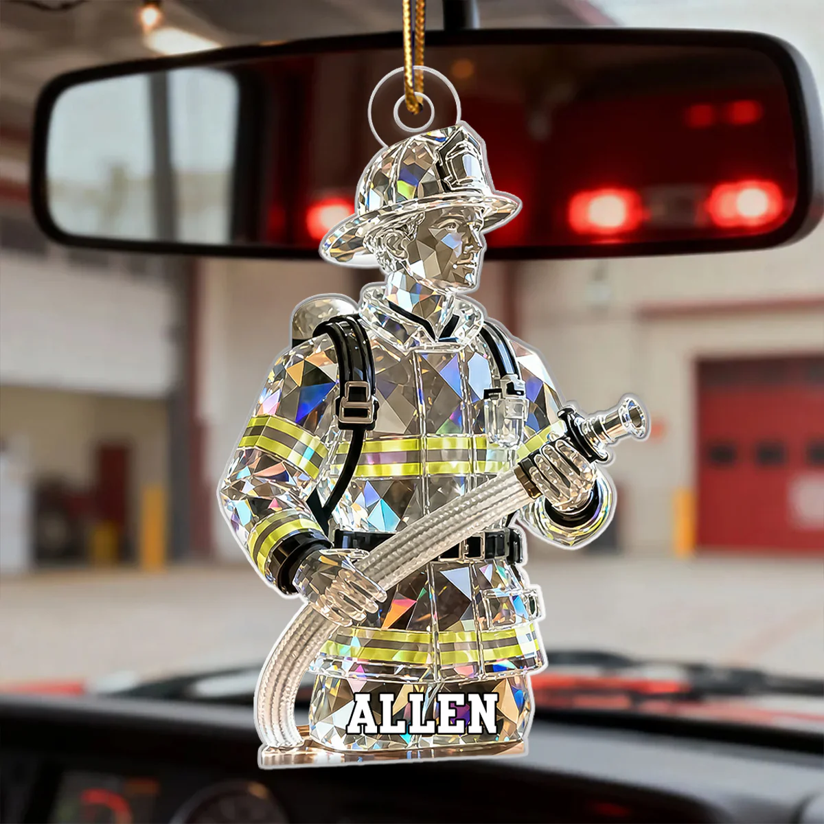 3D Effect Firefighter Pattern Crystal - Personalized Acrylic Ornament - Christmas Gift For Firefighter - Image 6