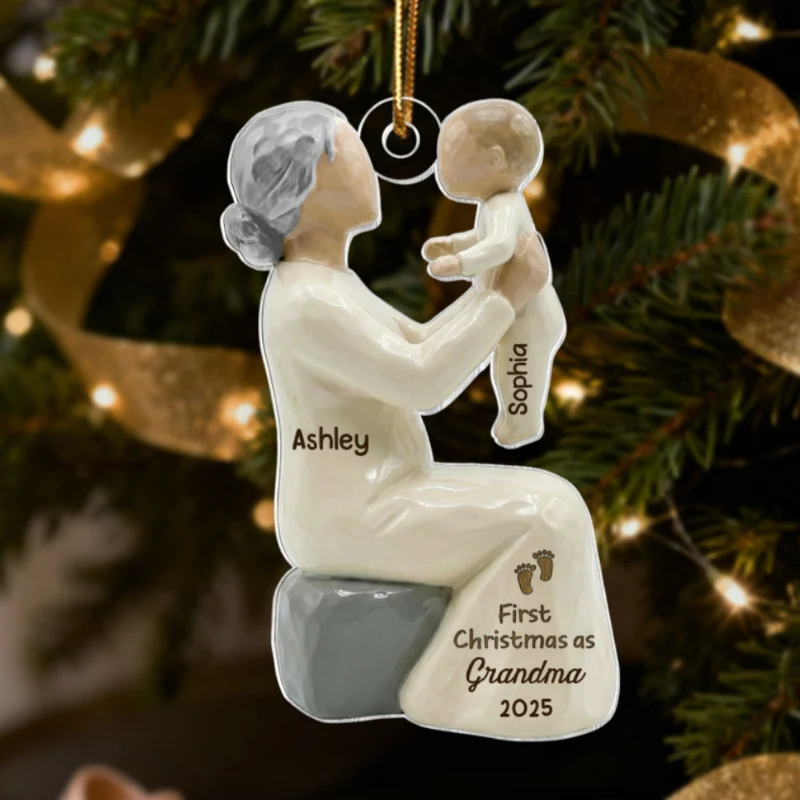 3D Effect First Christmas As Mom Grandma - Personalized Acrylic Ornament - Image 13
