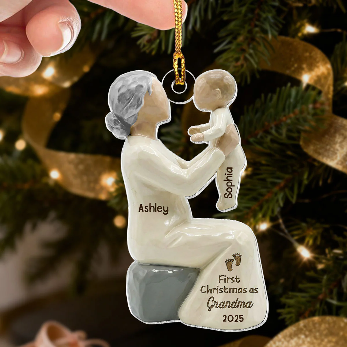 3D Effect First Christmas As Mom Grandma - Personalized Wooden Ornament - Image 18