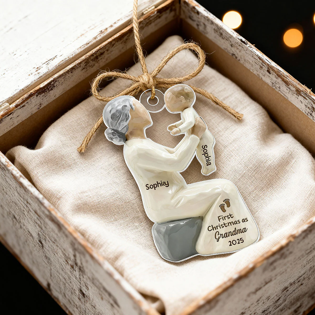 3D Effect First Christmas As Mom Grandma - Personalized Wooden Ornament - Image 19