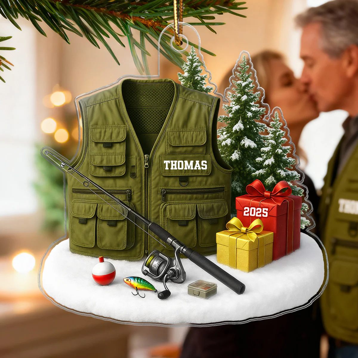 3D Effect Fisherman Things - Personalized Acrylic Ornament - Christmas Gift For Fishing Lovers - Image 6