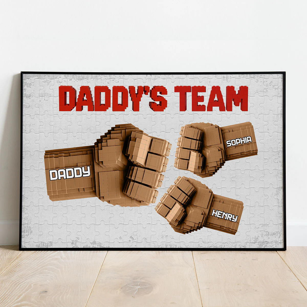 3D Effect Fist Bump Block Daddy Team Personalized Poster - Image 6