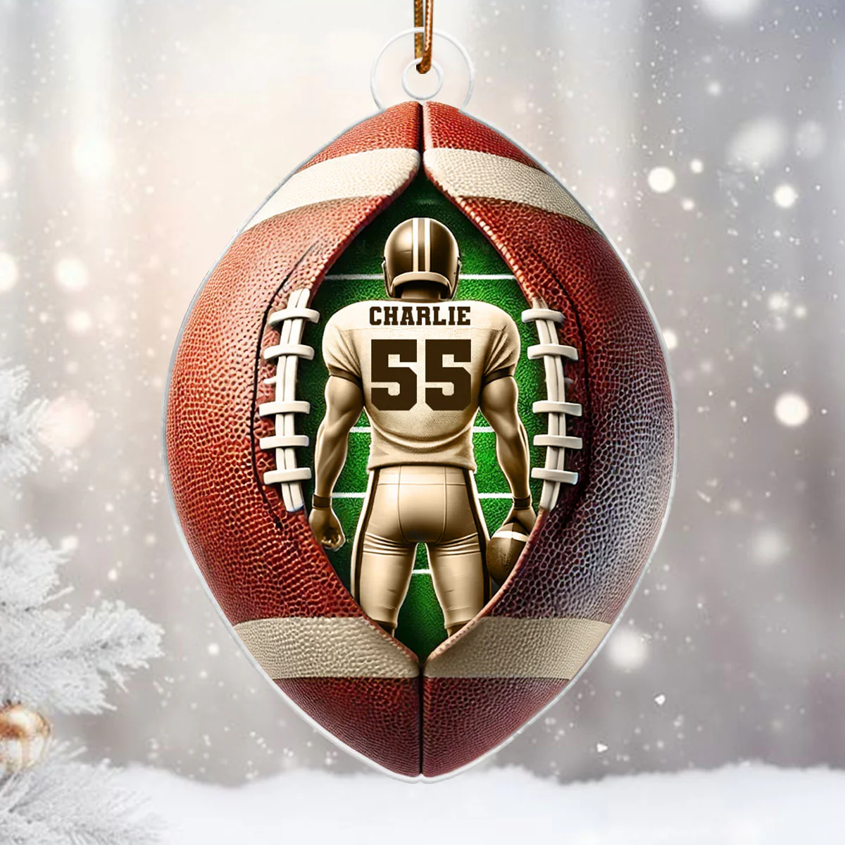 3D Effect Football Player Personalized Acrylic Ornament, Christmas Gift For Football Players, Football Fans