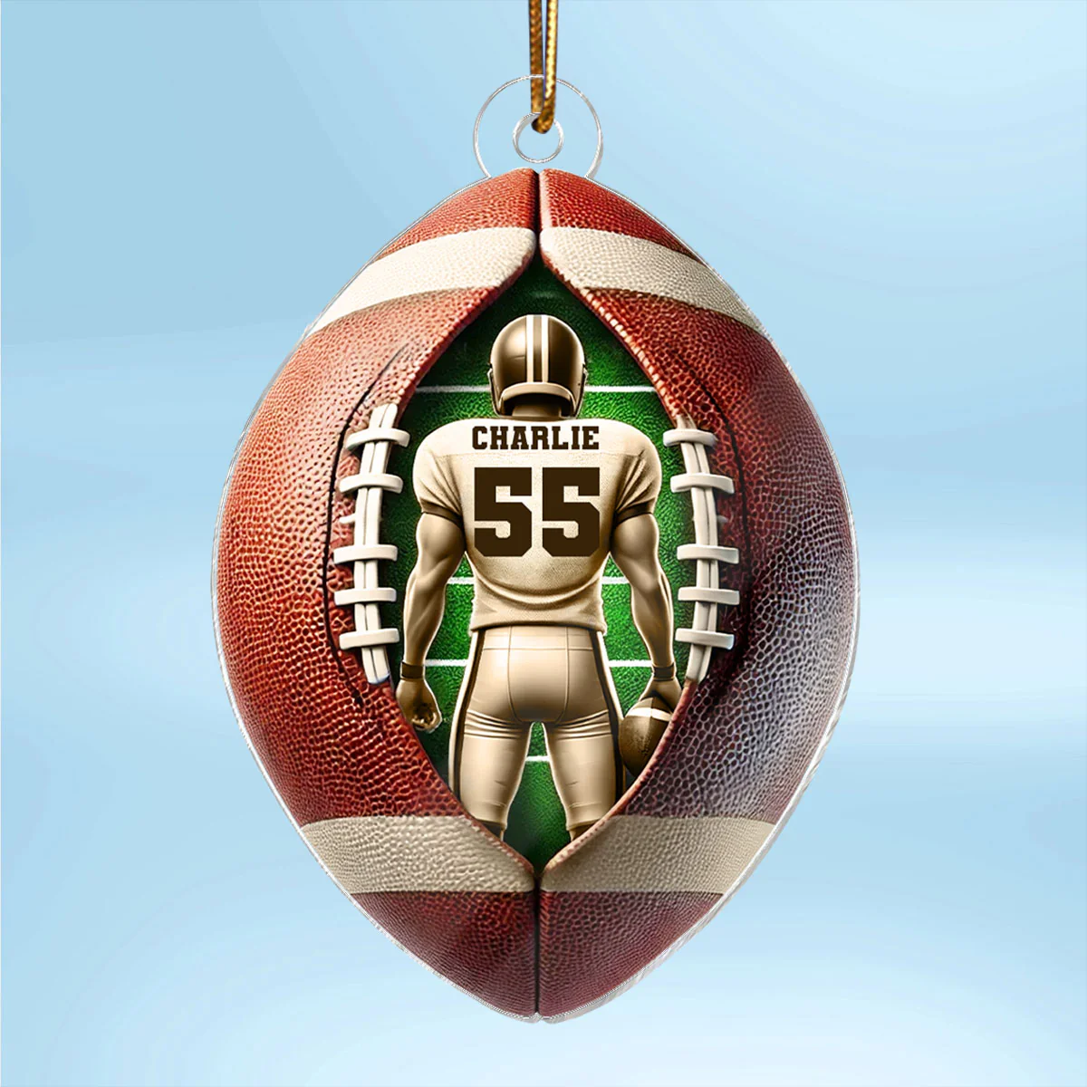 3D Effect Football Player Personalized Acrylic Ornament, Christmas Gift For Football Players, Football Fans - Image 2