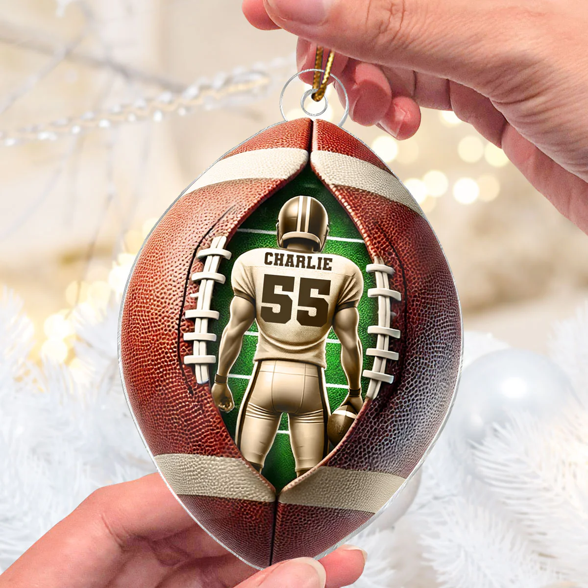 3D Effect Football Player Personalized Acrylic Ornament, Christmas Gift For Football Players, Football Fans - Image 3