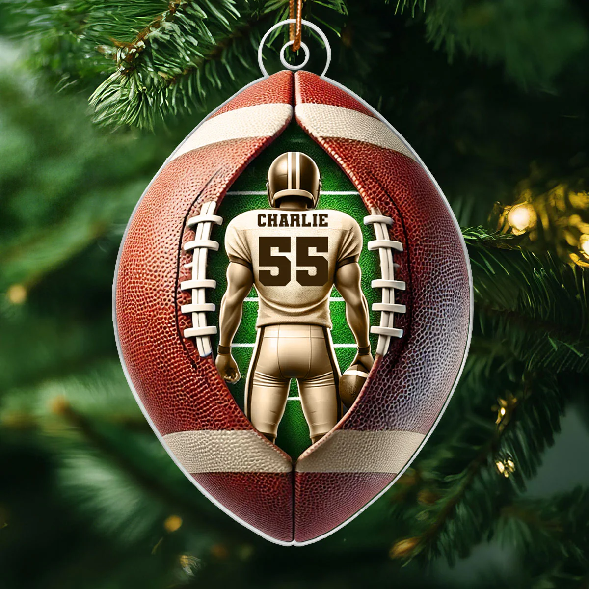 3D Effect Football Player Personalized Acrylic Ornament, Christmas Gift For Football Players, Football Fans - Image 4