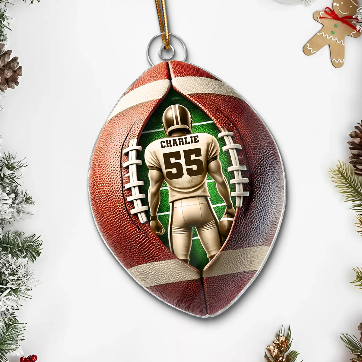 3D Effect Football Player Personalized Acrylic Ornament, Christmas Gift For Football Players, Football Fans - Image 5