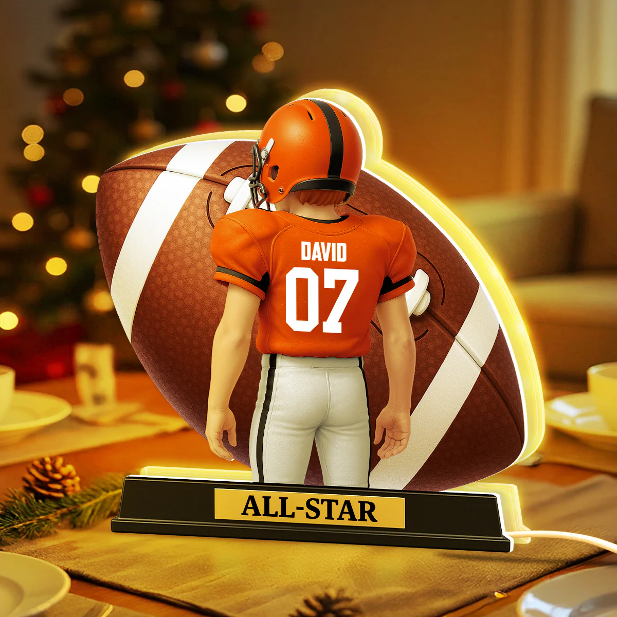 3D Effect Football Teenager Player - Personalized Light Box - Christmas Gift For Teen Boy, Son, Grandson - Image 4